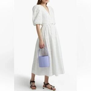 Nicholas Celie White Broderie Anglaise cotton maxi dress size 8 chic boho girly